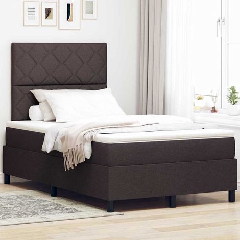 Letto a molle con testiera Marrone scuro 120 x 190 cm Tessuto vidaXL (1/5)