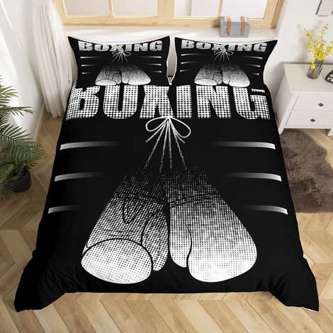 Boxe Sport Bettbezug Set Gants de Boxe Parure de Lit 220x240cm Sports Polka Dots Parure Housse de Couette Chambre Décor Competitive Games with 2 Taie d'oreiller (1/5)