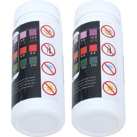 2 flacons de bandelettes de test d'eau 3 en 1, bandelettes de test de chimie de l'eau, papier test de pH pour eau potable (1/5)