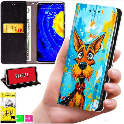 Custodia a portafoglio per Oppo Find X9 - stampa bluemoon + vetro 9H (1/5)