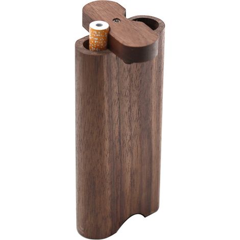 Nouvelle boîte de rangement en bois de noyer et tuyaux métalliques (1/5)