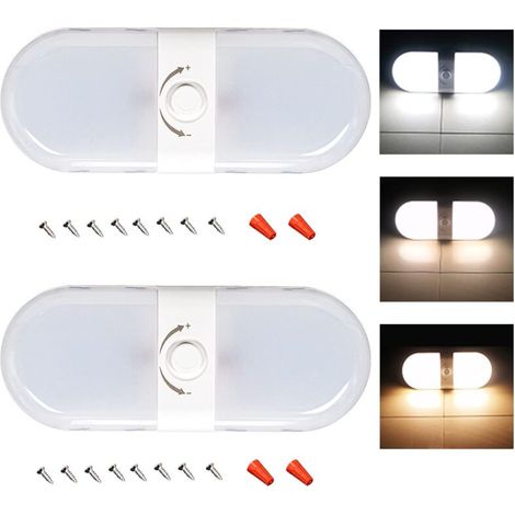 LED 12v Éclairage Plafonnier, 2 PCS Lumières Intérieure à LED Lampe Eclairage avec Interrupteur Marche,Lampes de Toit à Intensité Variable spot 12v Led Camping Car,pour Camping-Car, Bateau, Caravane