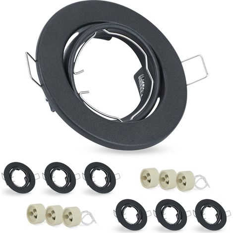 GBLY set di faretti da incasso GU10 da 6 pezzi - faretto da incasso nero con cornice da incasso, attacchi GU10 230V con foro base diametro 50mm, faretti da incasso orientabili 30° spot alogene