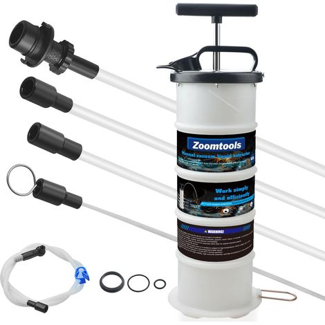 Pompa olio manuale da 6,5 litri - Pompa di aspirazione per olio e benzina - 4 tubi - Adatta per auto, moto e motori marini