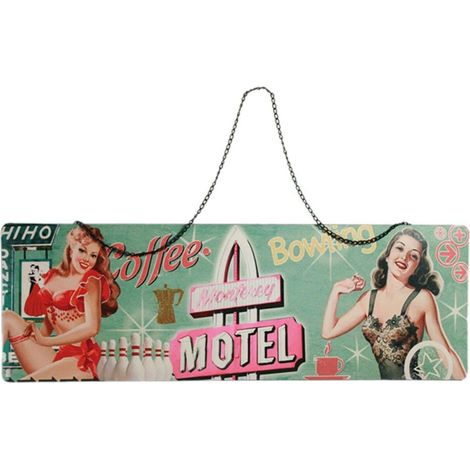 Plaque métal rétro pin-up Coffee Bowling