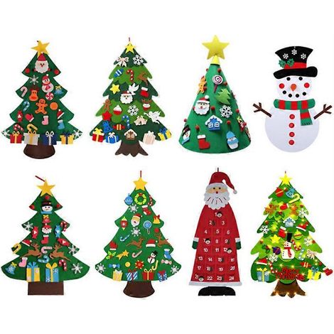 MIMIGO DIY Filz-Weihnachtsbaum für Kleinkinder, Schneemann, Weihnachtsmann, Elch-Weihnachtsbaum-Wanddeko für Zuhause, DIY für Kinder (1/3)