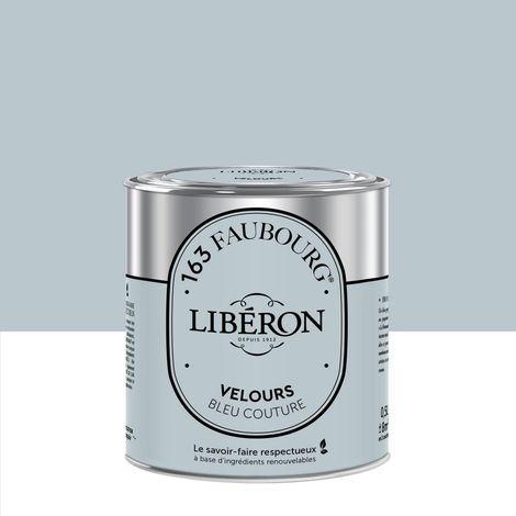 Peinture bleu couture velours 0.5 l – Laque lessivable pour murs – Résine biosourcée – Fabrication française – Écolabel européen – Liberon (1/3)