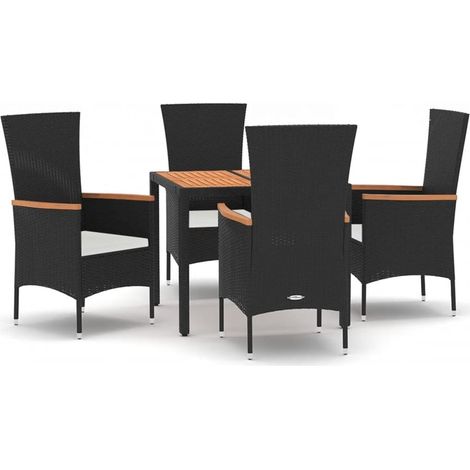 Maison Exclusive - 5-tlg. Garten-Essgruppe mit Kissen Schwarz Pol
