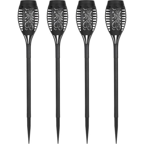Lot de 4 lampes solaires torche flamme vacillante étanche pour jardin extérieur (1/5)