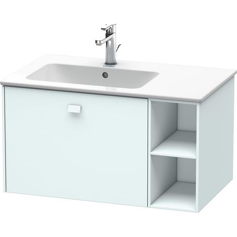 Pensile Duravit Brioso Vanity 82,0 x 47,9 cm, 1 estraibile, ripiano laterale, lavabo a sinistra, per lavabo ME by Starck 234583, Colore (anteriore/corpo): Azzurro Decorazione opaca, maniglia Azzurro Decorazione opaca - BR401200909