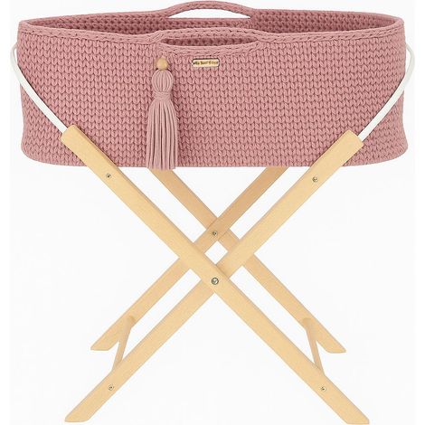 Cesta portaoggetti BOHO fatta a mano con supporto - Rosa pastello