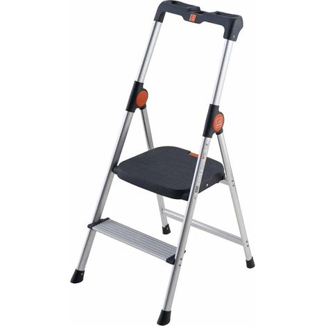 Mini scala ultraleggera GIERRA con ampia piattaforma e 2 gradini in alluminio.