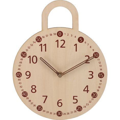 Vintage Decorative Clock Basswood Plywood Minimalist Silent Farmhouse Wall Mounted Clock for Home A‑2 (1/5)