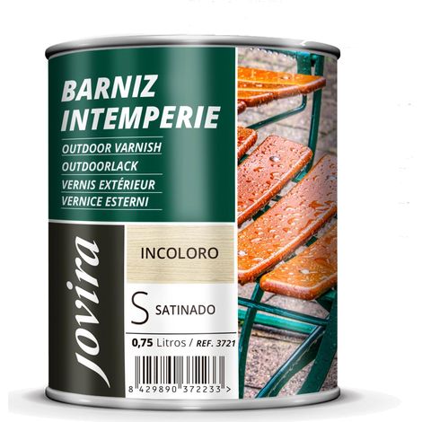 Vernis Extérieur Transparent. Décore et embellit tous les types de bois à l'extérieur, tables, chaises, meubles, bateaux, terrasses (Satine, 750 Millilitres) (1/5)