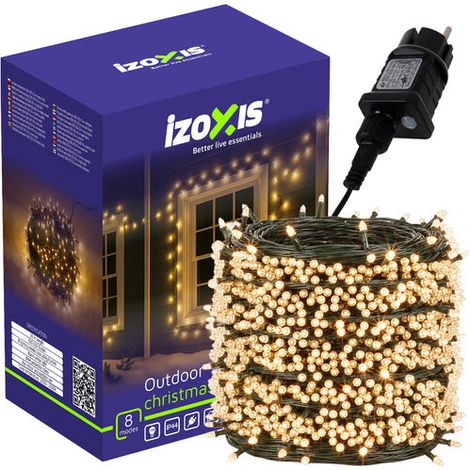 500 luci di Natale a LED bianco caldo, 35 m, 8 modalità, IP44