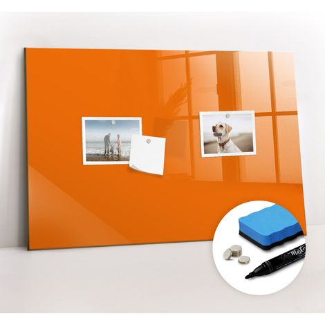 Tableau magnétique, panneau d’affichage, pense-bête, impression sur Verre – 60 cm x 40 cm - Orange