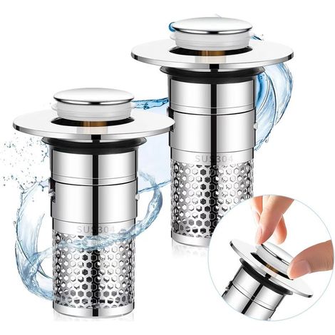 2 Pièces Bouchon Baignoire, 34-40mm Bonde Lavabo Universel avec Filtre, Bouchon de Lavabo Pop-Up, Bouchon de Vidange, Salle de Bain Accessoire pour Baignoire Cuisine Bain (1/5)