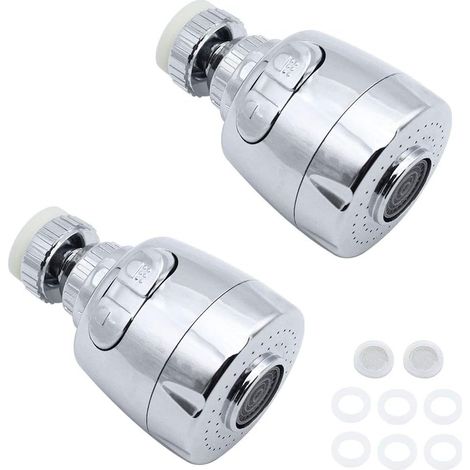 Aérateur Robinet - Tête Pivotante 360° - 2 Modes Économie D Eau - Filtre Intégré - Adaptateur Universel 22 mm / 24 mm - Lot De 2 (1/5)