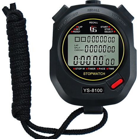 Longziming - Chronomètre sportif professionnel - Étanche, précision au 1/100e de seconde, Groot écran HD, idéal pour Athlétisme et le Fitness (1/5)