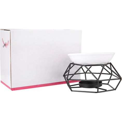Geometrischer ätherischer Ölbrenner aus Schmiedeeisen und Keramik, dekorativer Kerzenhalter für Büro und Zuhause