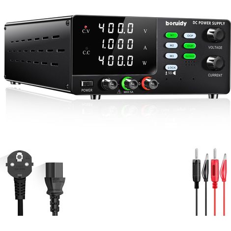 Alimentation de Laboratoire 400V 1A 400W Haute Tension Alimentation Laboratoire Alimentation Stabilisée Réglable avec Mémoires/Output/Encodeur/Lock Fonction/OCP OVP Fonction (1/5)