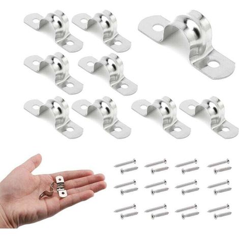 Lot de 20 colliers de serrage de 20 mm en acier inoxydable avec vis pour fixation des tuyaux de gaz, des tuyaux d'eau et des câbles