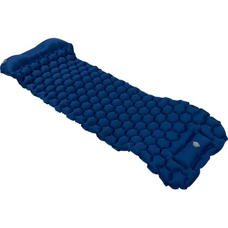 Matelas de camping gonflable avec repose-pieds, matelas de sol, coussin gonflable pour tente, randonnée et voyage - Bleu violacé (1/5)