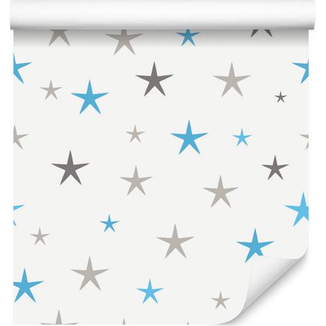 Papier peint à étoiles bleues et grises pour salon et chambre 50x1000 cm (1/5)