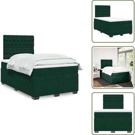 Sommier à lattes de lit et matelas Vert foncé 120x200cm Velours - Sommier À Lattes De Lit - Sommiers À Lattes De Lit - Lit - Meuble De Chambre À Coucher (1/5)