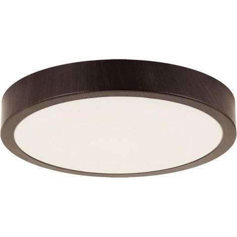 Plafonnier LED Bois 28cm - Wengé / 24W / Blanc Neutre - SILUMEN