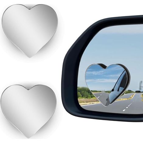 Lot de 2 rétroviseurs d'angle mort en forme de cœur pour voiture , rétroviseurs latéraux réglables , grand angle , convexes , amovibles , sécurité renforcée , fixation universelle , accessoires de voi (1/4)