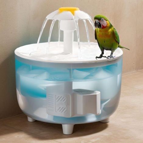 Transparenter Vogelbrunnen – Dusche für Wellensittiche und Papageien, Umwälzpumpe, automatischer Spender, kann auch als Katzentränke verwendet werden (1/5)