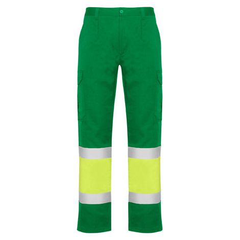 Pantalón multibolsillos para verano de alta visibilidad NAOS ROLY 44 Verde jardín / Amarillo flúor (1/4)
