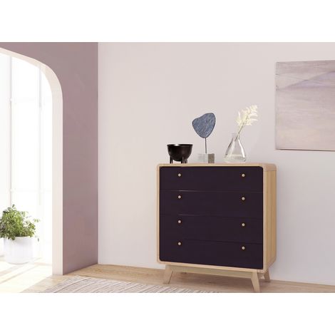 Cassie Commode avec 4 tiroirs en effet chêne noir (1/4)