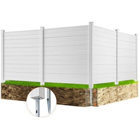 Panneau Brise Vue Extérieur 127x127 cm Clôture de Jardin Horizontale Kit 4 Panneaux de Confidentialité avec Piquets Métalliques, Accessoires pour Sols Souples, Cacher les Climatiseurs, Poubelles (1/4)