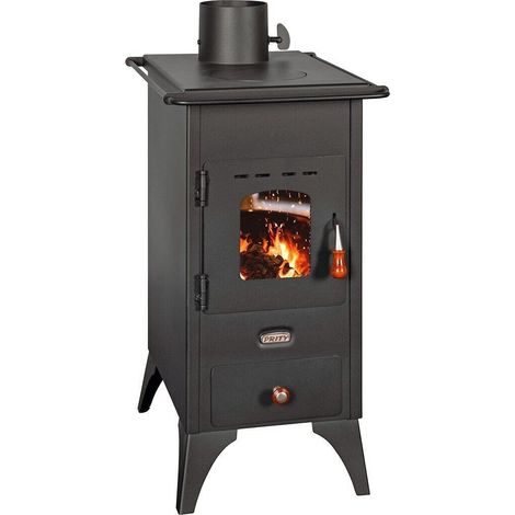 Prity – Poêle à bois Mini SP 5,2 kW – Puissance 5,2 kW – Efficacité 76,9% – Ø tuyau 130 mm – Chambre de combustion doublée de briques réfractaires (1/4)