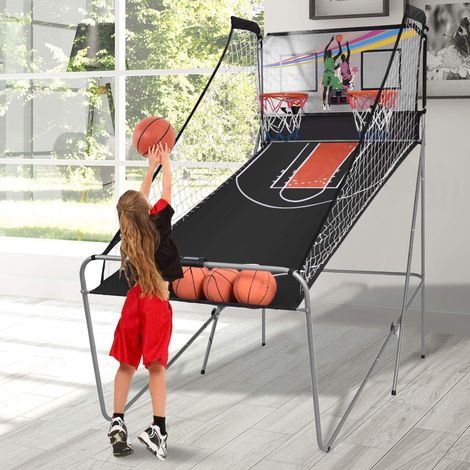COSTWAY Juego de Canastas Plegable Máquina de Baloncesto Juguete Contador Electrónico con Soporete Red Cesta de Baloncesto 4 Baloncestos (1/5)