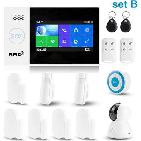 Système d'alarme de sécurité domestique intelligent Tuya SET B – Wifi, GSM, Kit Anti-Cambriolage avec Ecran tactile, App Mobile, Contrôle à Distance (1/5)