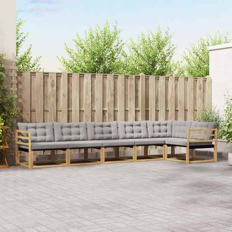 vidaXL Outdoor-Sofagarnitur mit Kissen 6 pcs Weiß und Hellgrau (1/5)
