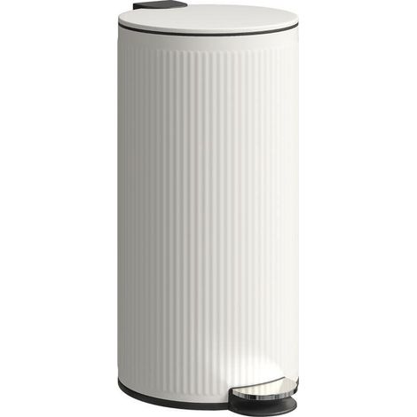 Poubelle de cuisine à pédale 30 litres avec bac intérieur extractible, couleur crème (1/5)