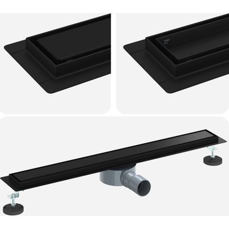 Duschablauf 2-in-1 mit 360° Siphon Schwarz 70 cm Edelstahl 304 vidaXL