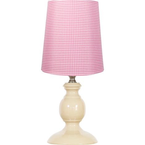 Lampe table Spinel abat-jour rose, base crème E14 40W (1/2)