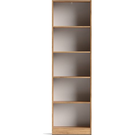 Bibliothèque 5 étagères coloris Beige/chêne Mauvella - Longueur 52 x Hauteur 178 x Profondeur 24,5 cm (1/3)