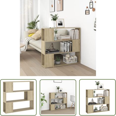 The Living Store Bibliothèque/Séparateur de pièce Chêne sonoma 100x24x94 cm - Bibliothèque - Étagère - Meuble De Salon - Séparateur De Pièce - Rangement (1/5)