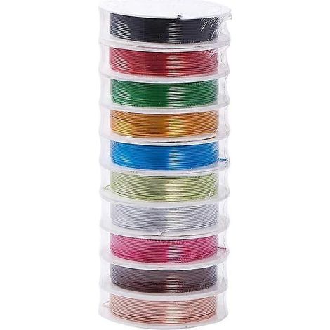 10 rouleaux de fil d'aluminium pour bijoux de calibre 0,8 mm/20 en 10 couleurs - 160 pieds chacun, 16 pieds par rouleau