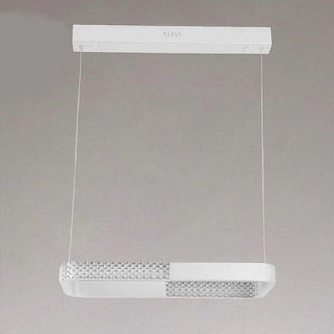 TrAdE Shop Traesio - Lampadario A Sospensione Led 18w Rettangolare Bianco Cristallo Telecomando 32002 - (1/3)