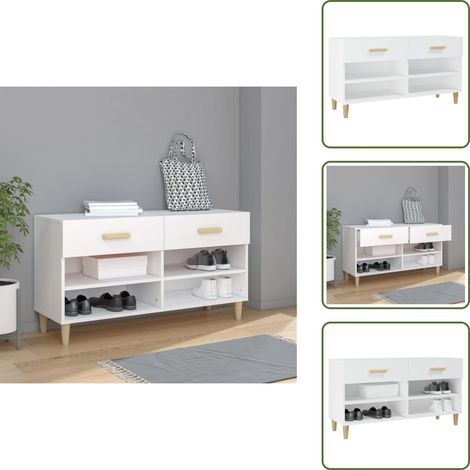 Scarpiera da casa - vidaXL Scarpiera Bianca 102x35x55 cm in Legno Multistrato - Scarpiera in legno multistrato