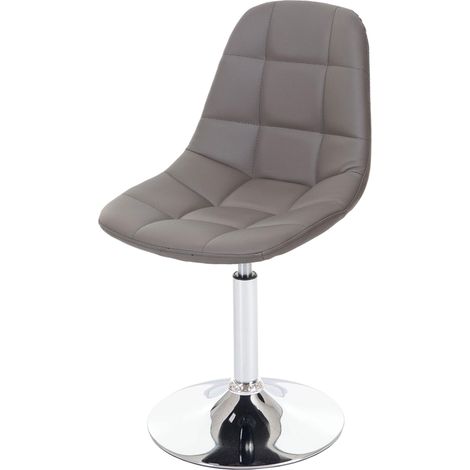 Silla de comedor x1 giratoria diseño retro gris topo base PVC cromo 040002193 (1/5)