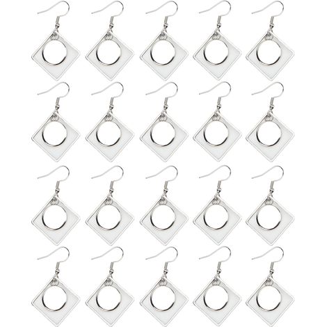 20PCS Earring Blanks Personality Hollow Out Stainless Steel DIY Earrings Trays for Jewelry Making DIY Craft (1/5)