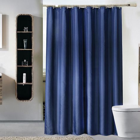 Rideau de douche bleu, rideau de bain en polyester anti-moisissure, rideau de douche imperméable et lavable, avec crochets, pour salle de bain ou baignoire (1/5)